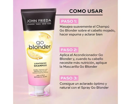 John Frieda Go Blonder Lightening Shampoo for Blonde Hair - 250ml, Nourishing &amp; Strengthening