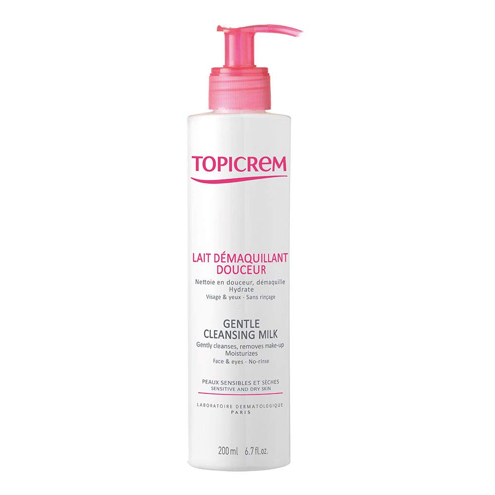 Topicrem Gentle Cleansing Milk 200ml - Paraben-Free Makeup Remover for Dry &amp; Sensitive Skin