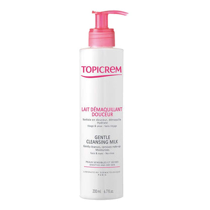 Topicrem Gentle Cleansing Milk 200ml - Paraben-Free Makeup Remover for Dry &amp; Sensitive Skin