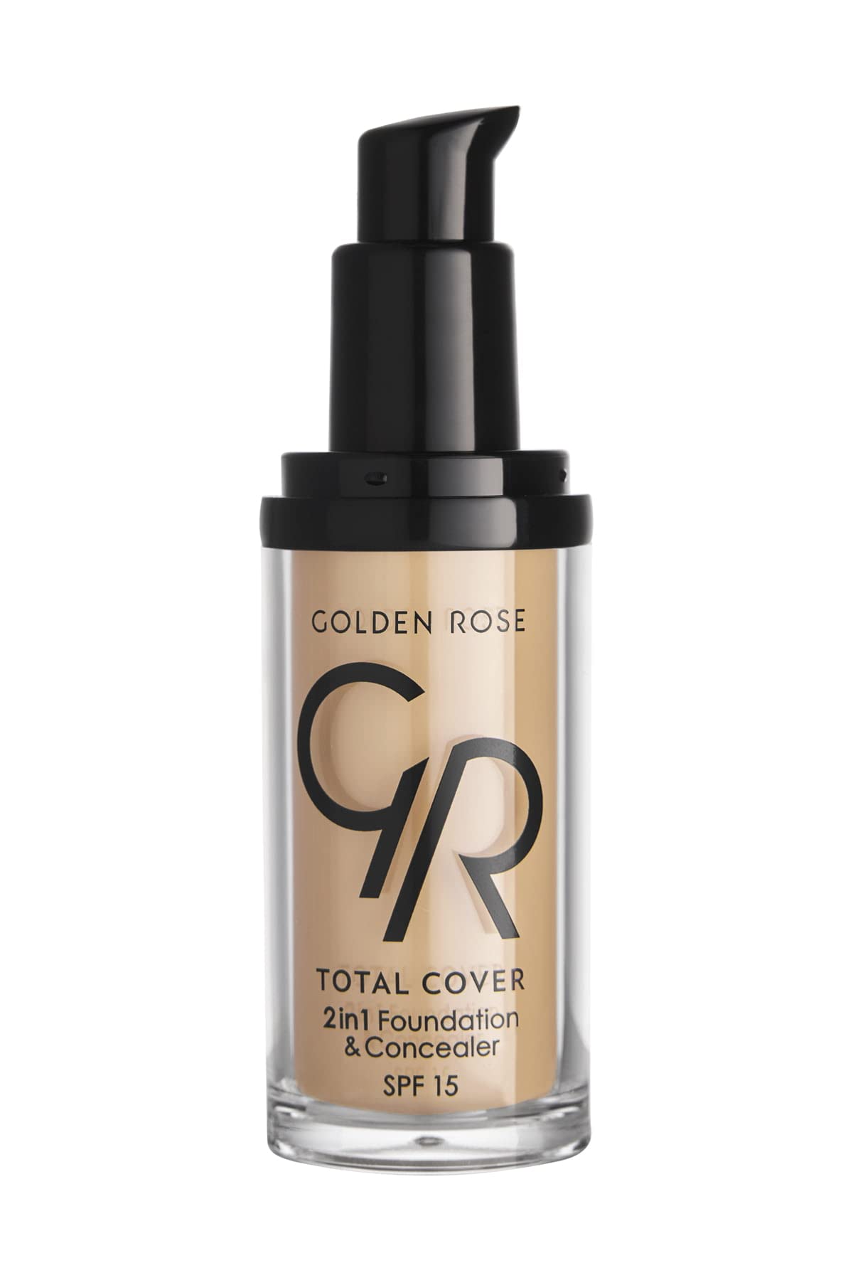 Golden Rose Total Cover 2 in 1 Foundation &amp; Concealer - Oil-Free, SPF 15, Vitamin E - 30ml