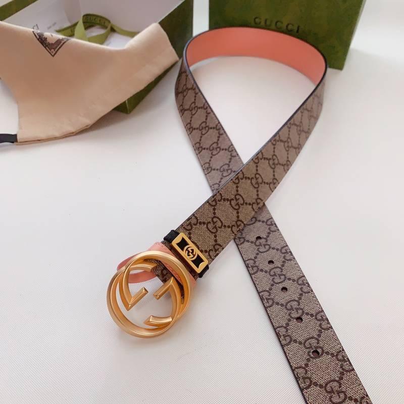 GUCCI Embellished coated-canvas and leather belt &