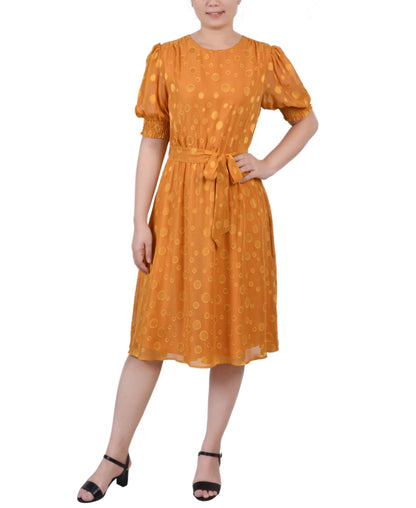 Ny Collection Womens Elbow Sleeve Swiss Dot Dress , XL