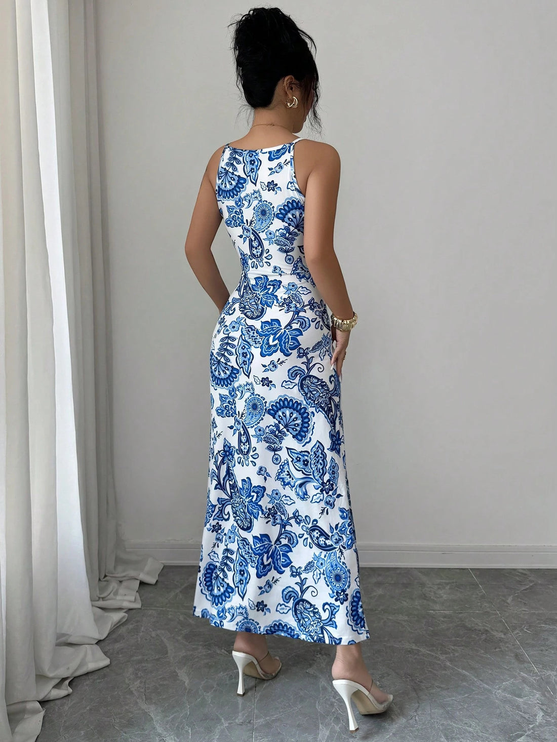 Floral V-Neck Strappy Slip Dress