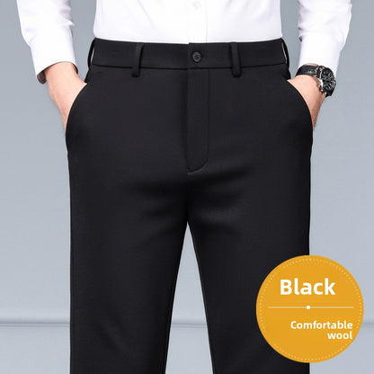 Mens Wool Blend Straight Leg Pants