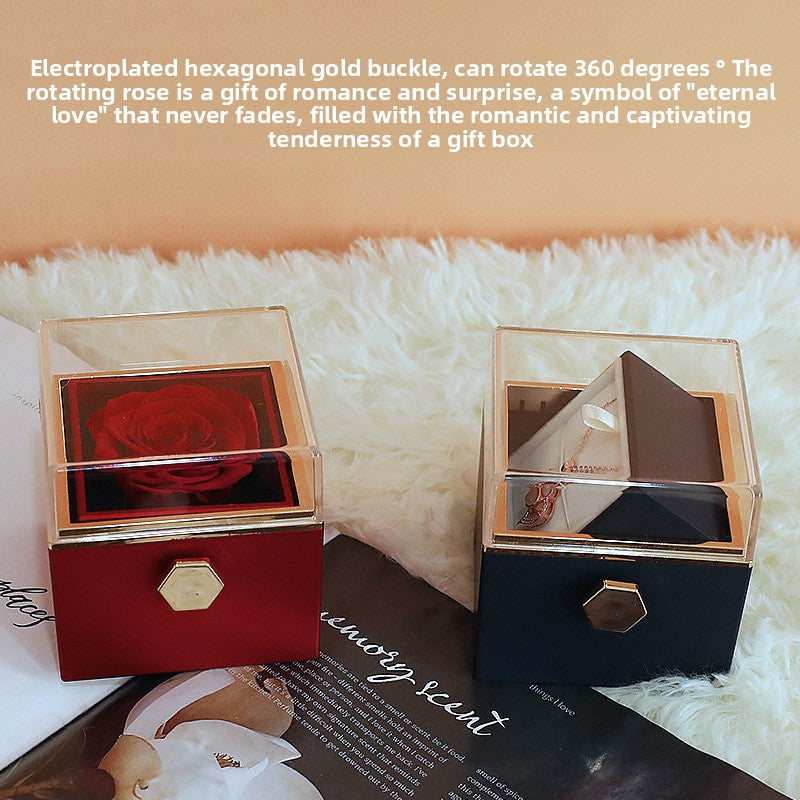Rotating Eternal Flower Acrylic Jewelry Gift Box