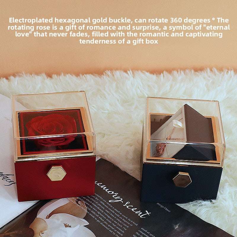 Rotating Eternal Flower Acrylic Jewelry Gift Box