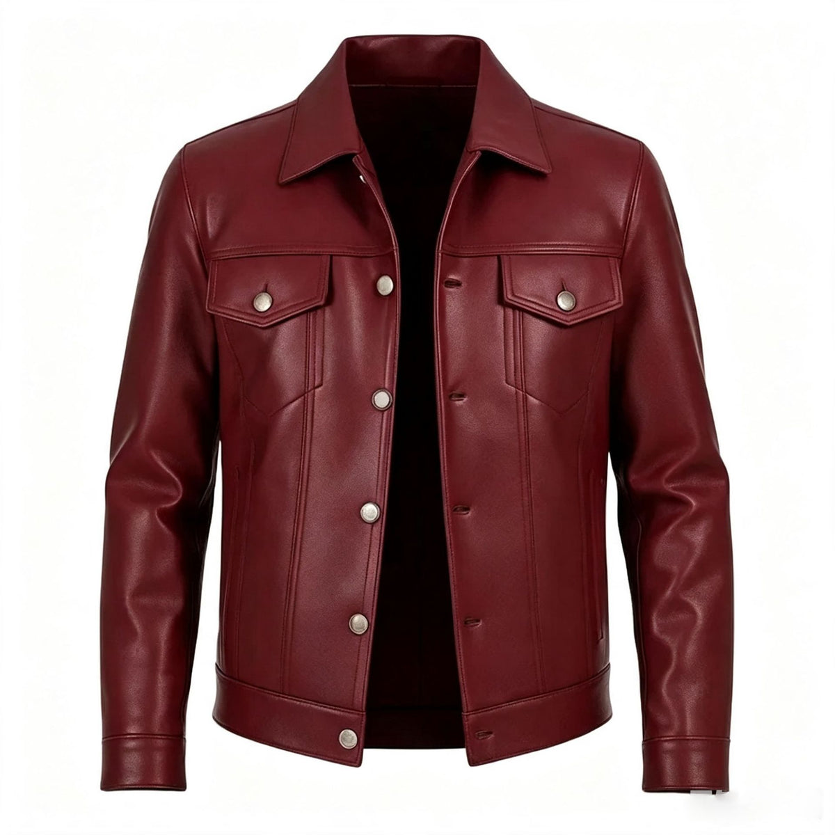 Mens PU Leather Notch Lapel Jacket