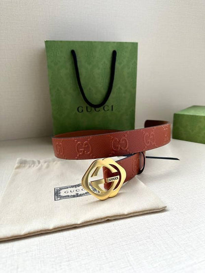 GUCCI Embellished coated-canvas and leather belt &