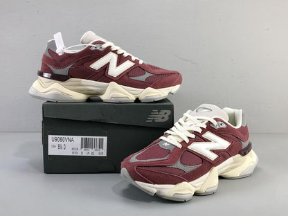 New Balance 9060 Washed Burgundy &amp; Cream Sneakers - Comfort &amp; Style