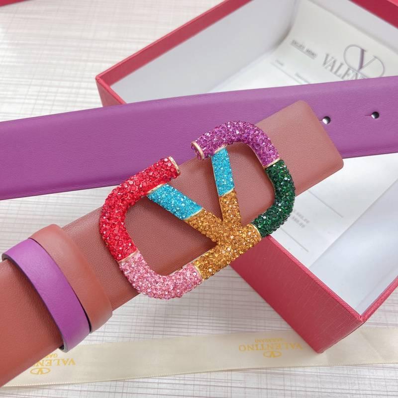 VALENTINO GARAVANI V logo Rainbow Reversible Leather Belt &
