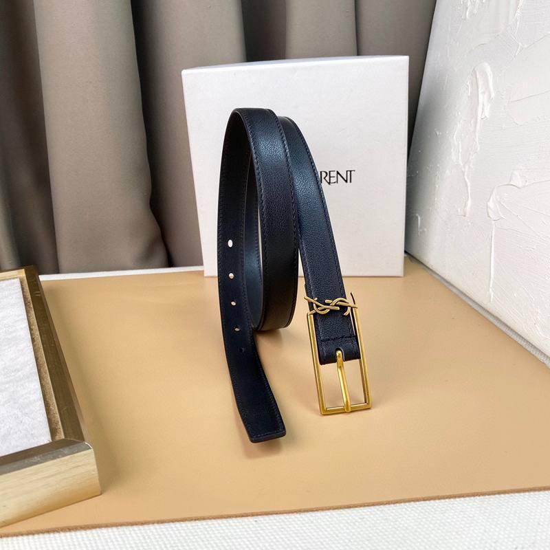 Saint Laurent Classic Monogram Square Buckle Belt Embossed Leather