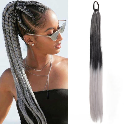 Long braids with hair loops and false braids