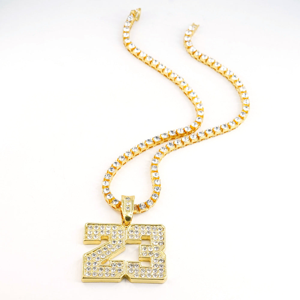 Digital 23 Pendant Necklace Hip Hop Alloy Jewelry