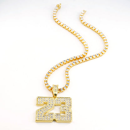 Digital 23 Pendant Necklace Hip Hop Alloy Jewelry