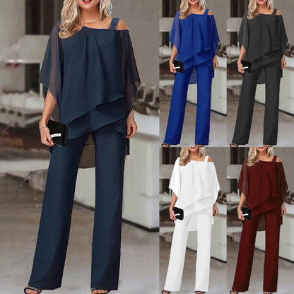 Batwing Sleeve Off-Shoulder Top and Long Pants
