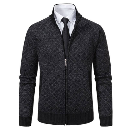 Autumn and Winter Velvet Thickeneded Casual Cardigan Sweater Men&