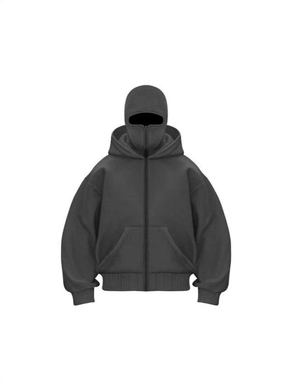 Double Layer Hooded Zipper Sweatshirt