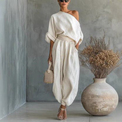 Womens Polyester Wide Leg Pants Suit