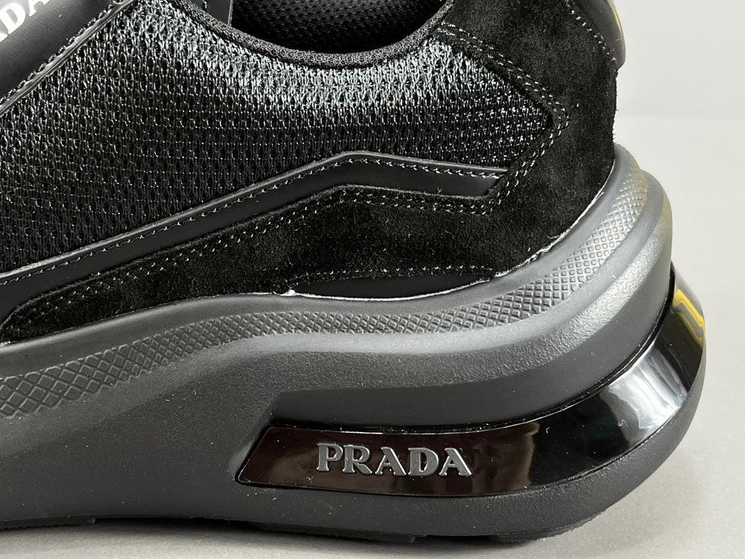 Prada Brushed Leather Bike Fabric Suede Garnet Black
