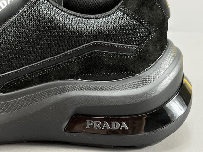 Prada Brushed Leather Bike Fabric Suede Garnet Black
