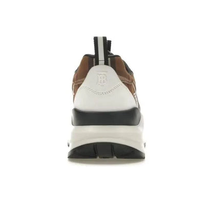 Burberry Vintage Check Cotton And Leather Sneakers Dark Birch Brown White