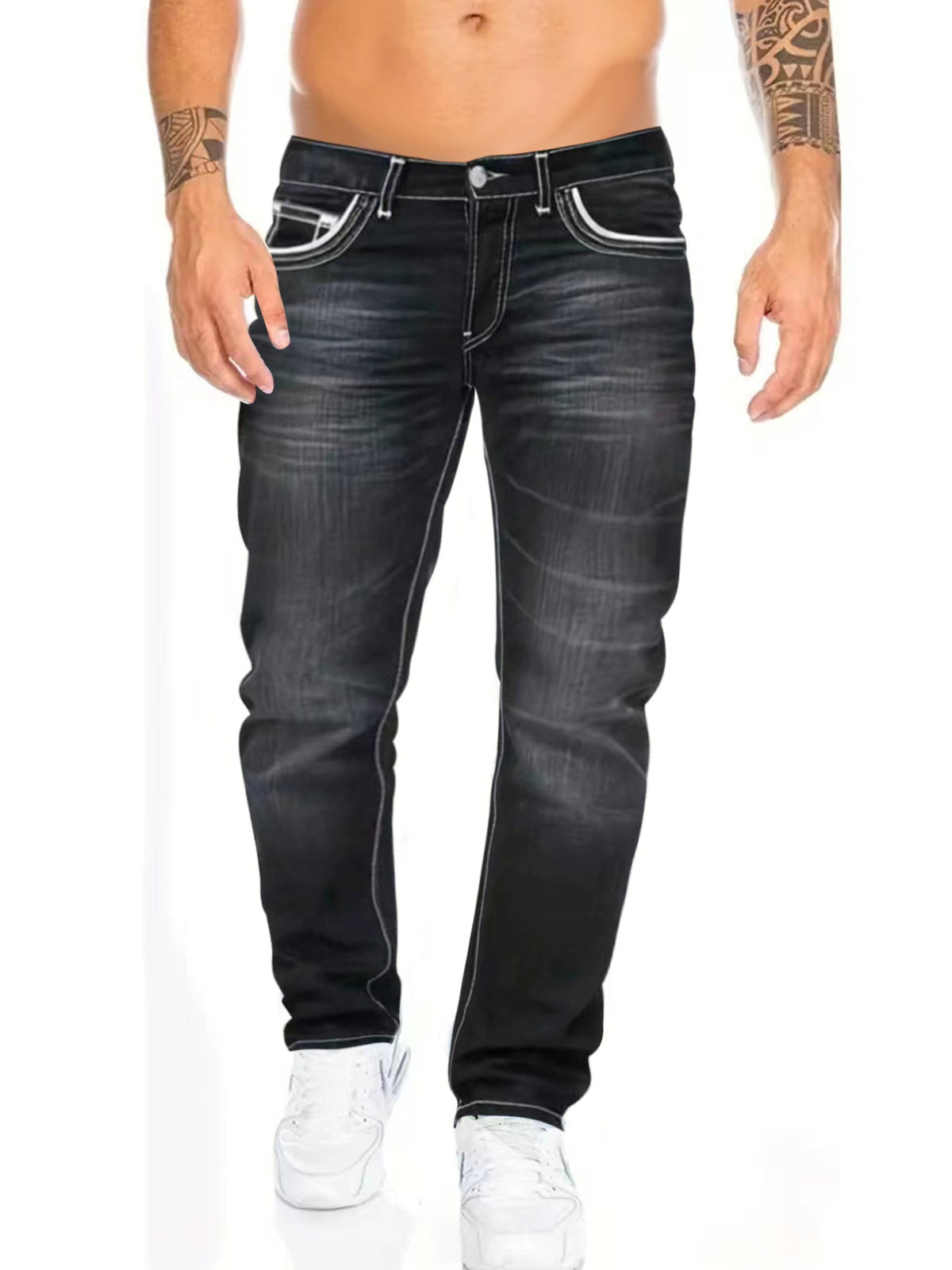 Mens Slim-Fit Double-Stitched Jeans