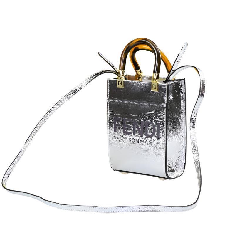 Fendi  Vitello King Plexiglass Logo Embossed Mini Fendi Sunshine Shopper Tote