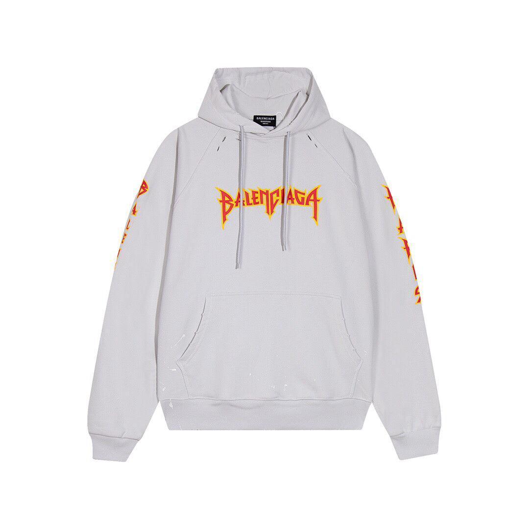 Balenciaga logo-print detail hoodie – White