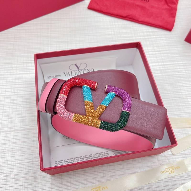 VALENTINO GARAVANI V logo Rainbow Reversible Leather Belt &