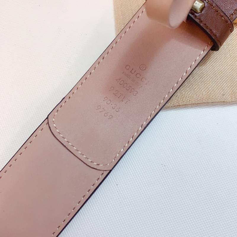 GUCCI Embellished coated-canvas and leather belt &