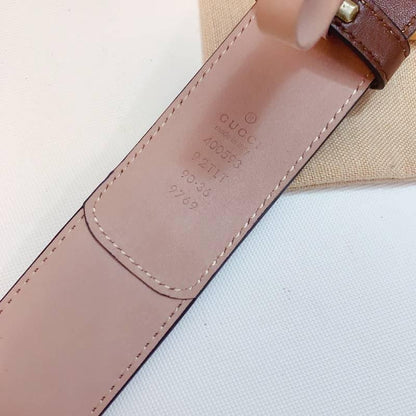 GUCCI Embellished coated-canvas and leather belt &