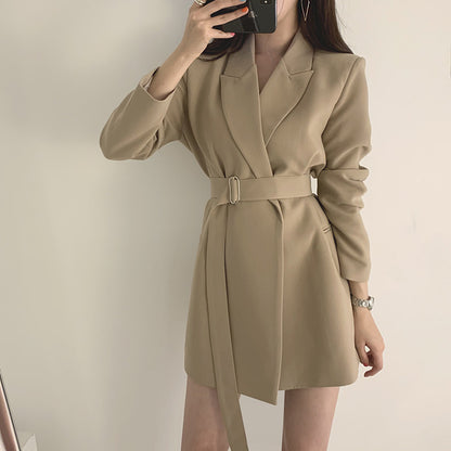 Mid-Length Retro Blazer with Belt
