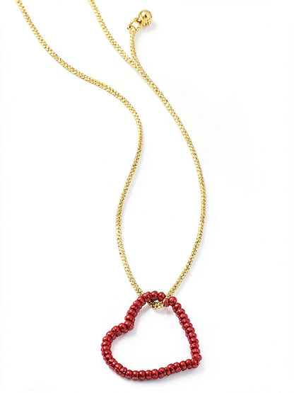 Inc Gold-Tone Beaded Heart Pendant Necklace