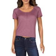 Freshman Juniors Textured Hook &amp; Eye Henley Top