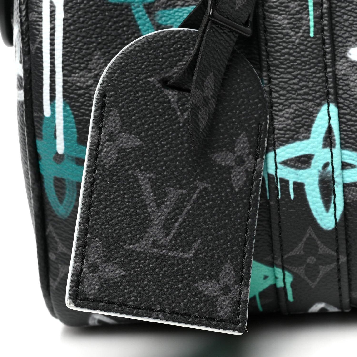 Louis Vuitton Monogram Eclipse LV Graffiti Keepall Bandouliere 25 &