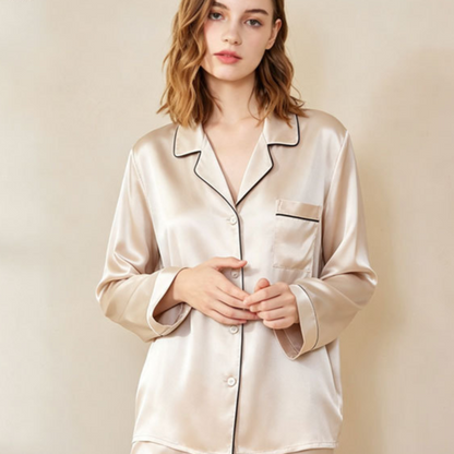 Butterfly Embroidery Silk Pajama Set