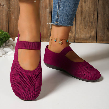 Women`s Fly-Knit Breathable Slip-On Loafers Flat Shoes