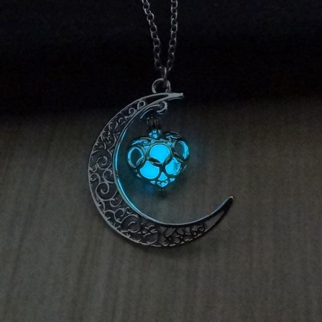 Color: light blue - Hollow Moon &amp; Heart Choker Necklace