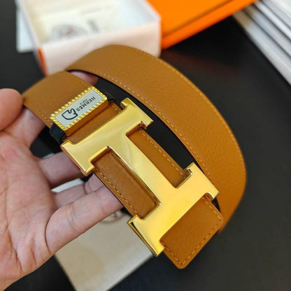 Hermes Men Gold Buckle Belt &