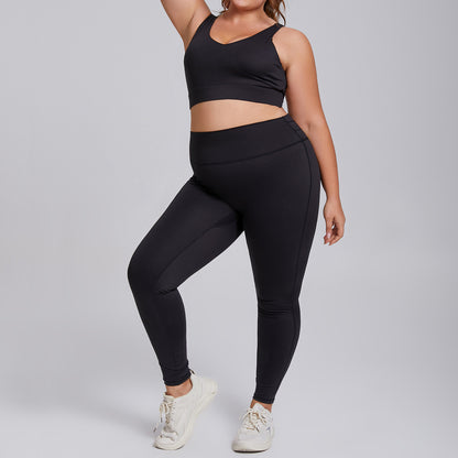 Womens Plus Size High Elastic Yoga Fitness Suit