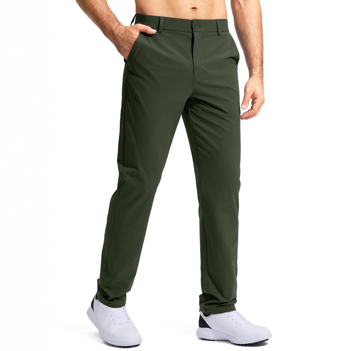 Straight-leg solid-color suit pants