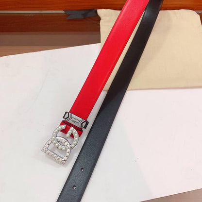 Dolce Gabbana Calfskin belt with bejeweled DG logo &