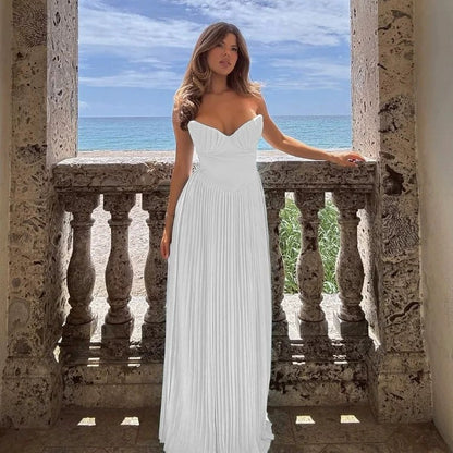 Elegant Strapless Pleated Dress