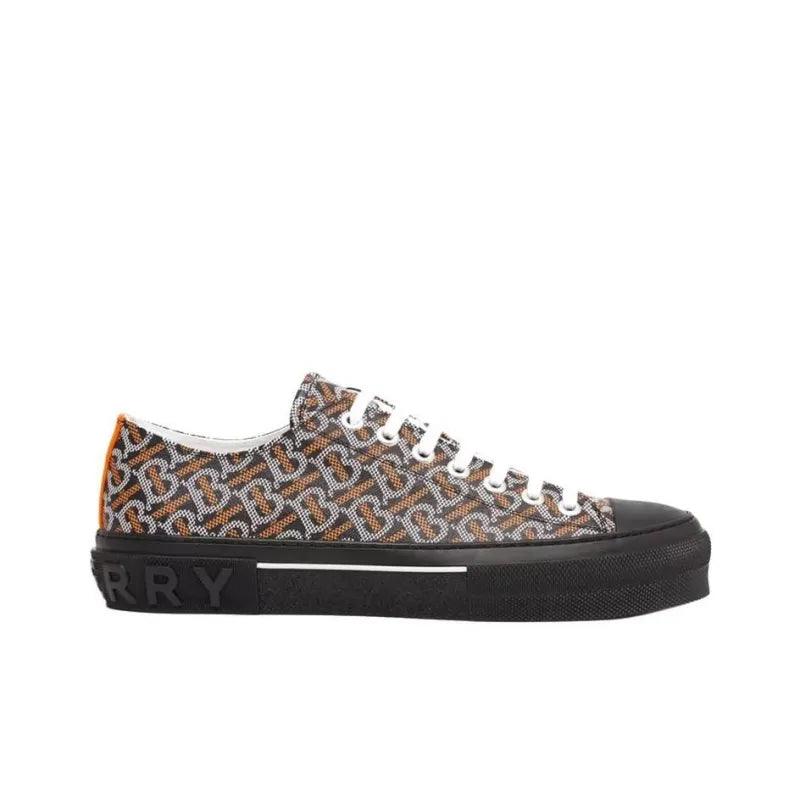 Burberry Monogram Pattern Low Top Black Orange Canvas
