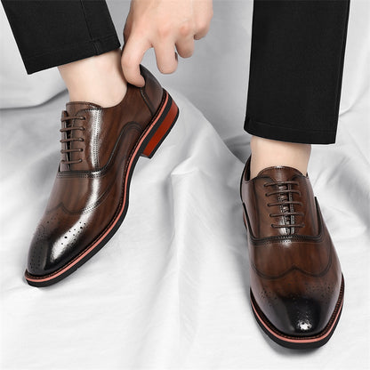 Mens Pointed Toe Derby Brogue Shoes