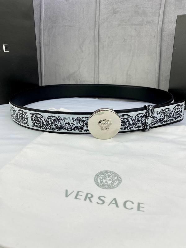 Versace MEDUSA BIGGIE ENAMEL LEATHER BELT