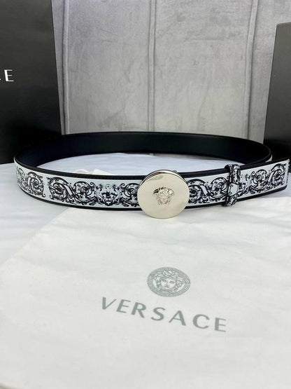 Versace MEDUSA BIGGIE ENAMEL LEATHER BELT