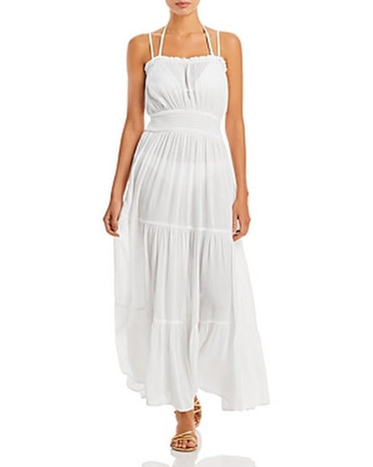 Aqua Swim Tiered Cover-up Maxi Dress