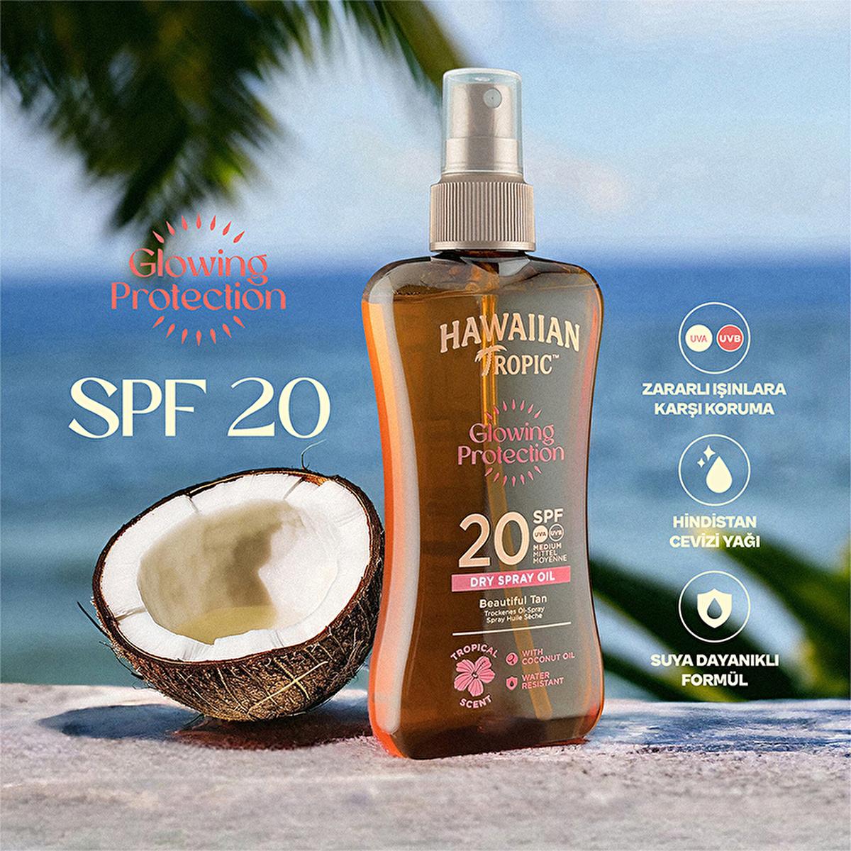 Hawaiian Tropic Glowing Protection SPF20 Sunscreen Oil: Tan &amp; Moisturize with UVA/UVB Protection