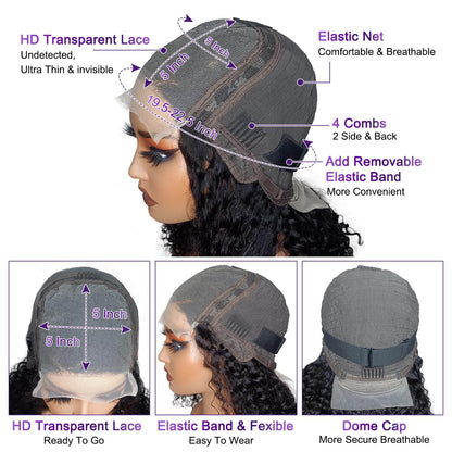 StariaHair 5"x5" Curly Bob Wig Transparent Lace Closure Wig 